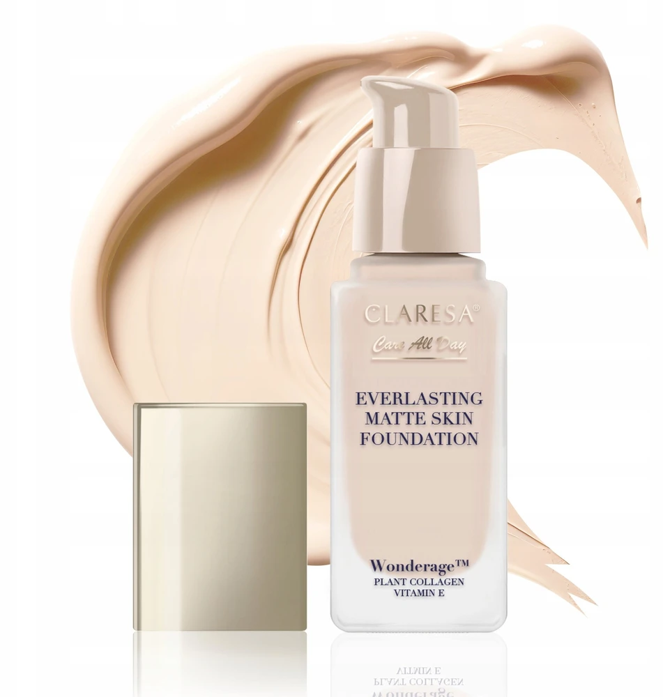 DAX Claresa „Care All Day Everlasting Matte Skin“ makiažo pagrindas „02 Light rusvai gelsvas“, 32 ml