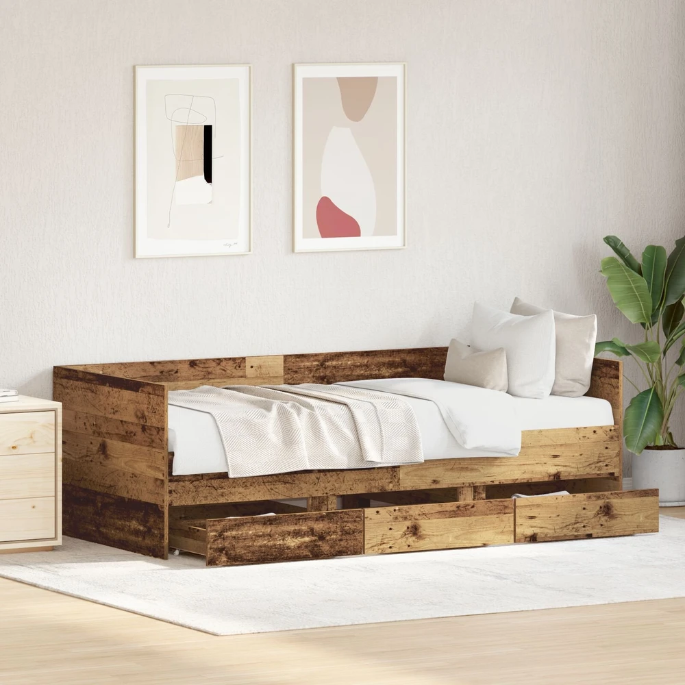 Dienos lova Senovinis medis 90 x 190 cm Apdirbta mediena