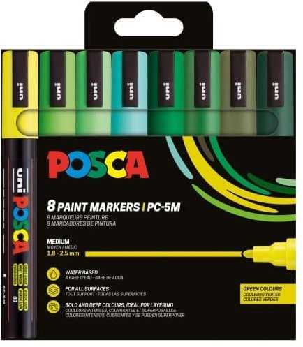 Dažų žymeklis POSCA PC-5M 8 vnt. žalios spalvos