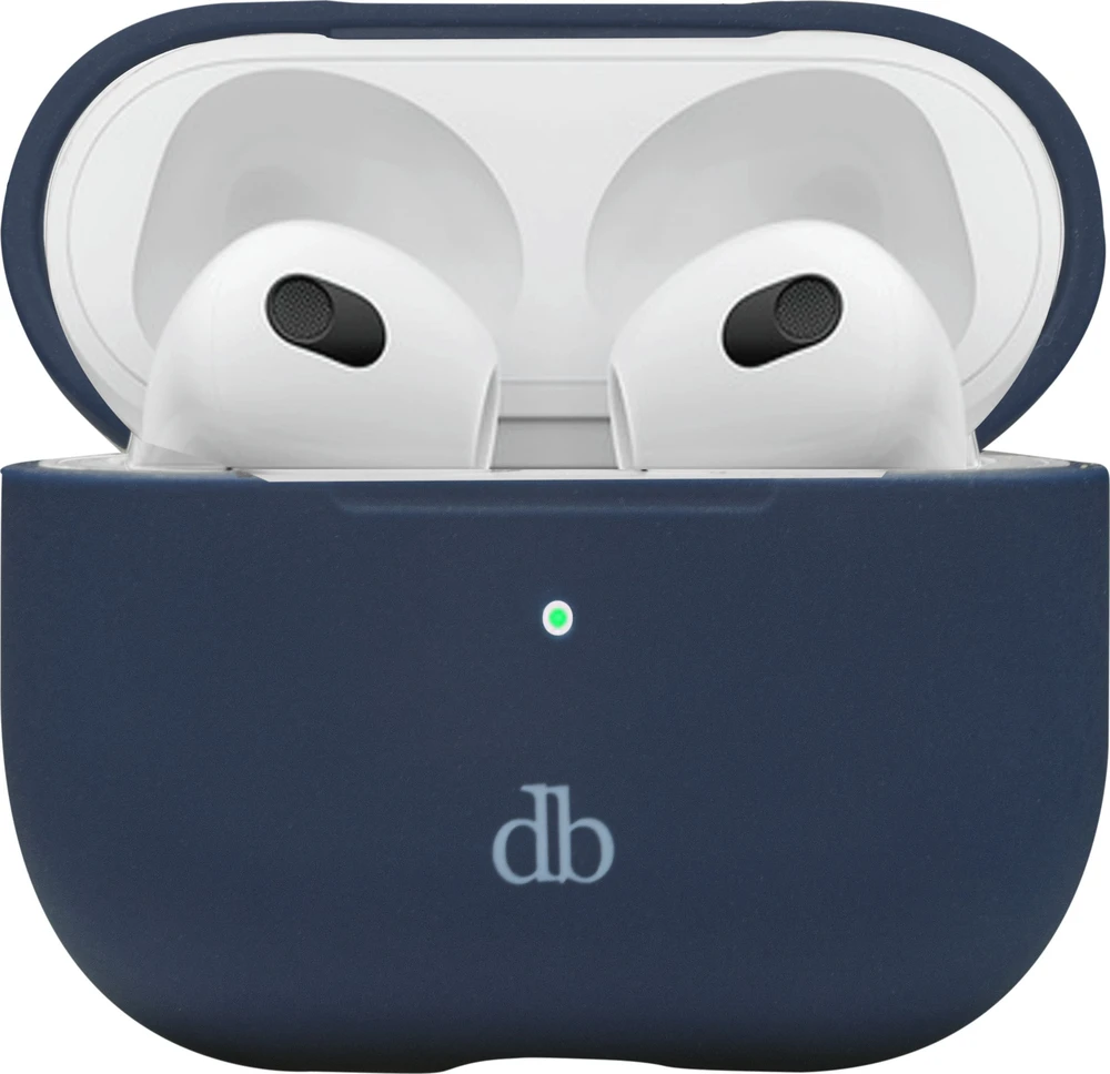 AirPods 3 dėklas tamsiai mėlynas su atidarytu dangteliu