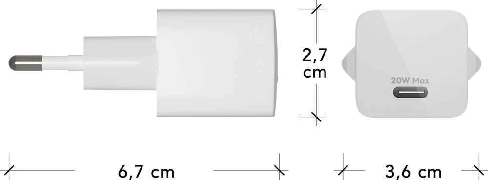 dbramante1928 - Įkrovimas - Sieninis įkroviklis GaN - USB-C 20W EU - Baltas
