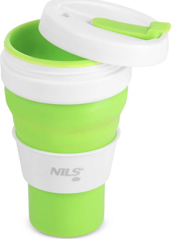 Nils Sulankstomas silikoninis kelioninis puodelis su dangteliu, 600 ml