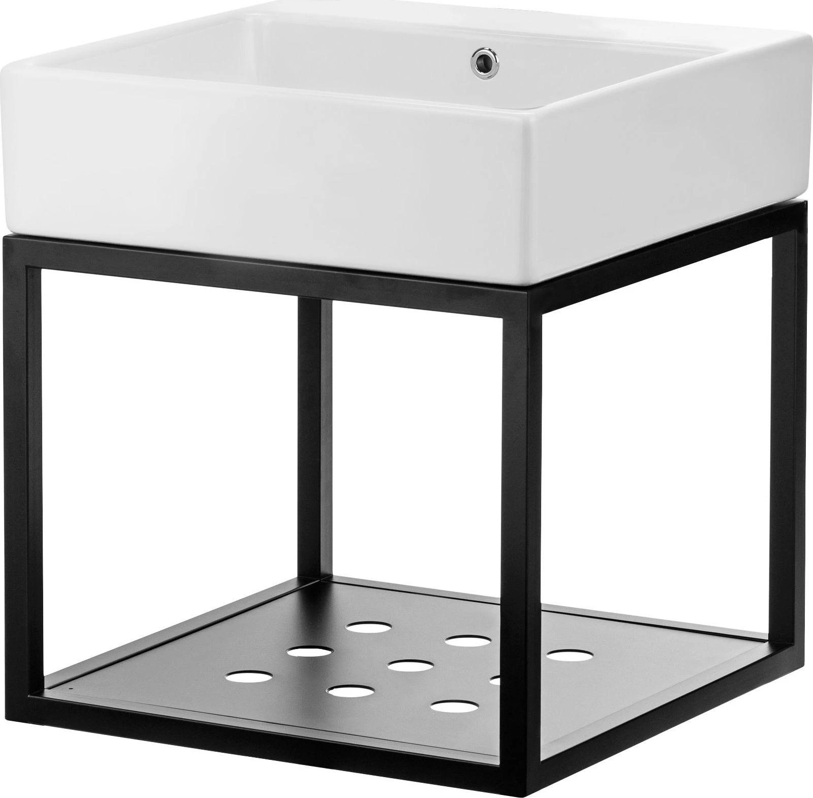 Praustuvas Deante Temisto su pakabinama konsole, 60x50 cm, CDTW6U6S, Baltas/Nero