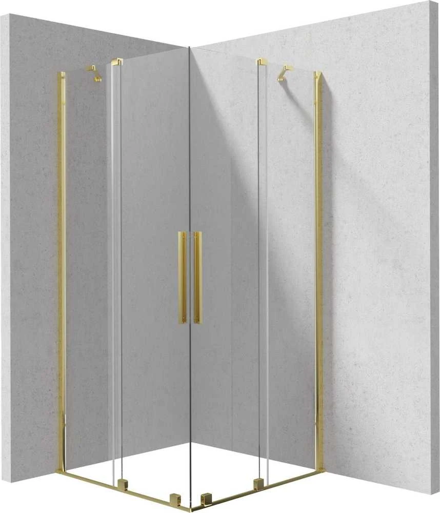 Kvadratinė dušo kabina Deante Prizma KPNZP09P09, 90x90 cm, Gold