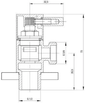 Deante kampinis vožtuvas su keramine galvute 1/2''x3/8'' (VFA B62R)