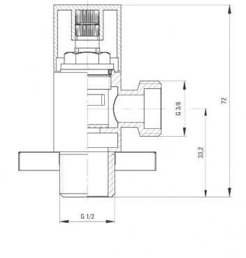 Deante kampinis vožtuvas su keramine galvute 1/2''x3/8'' (VFA B62S)