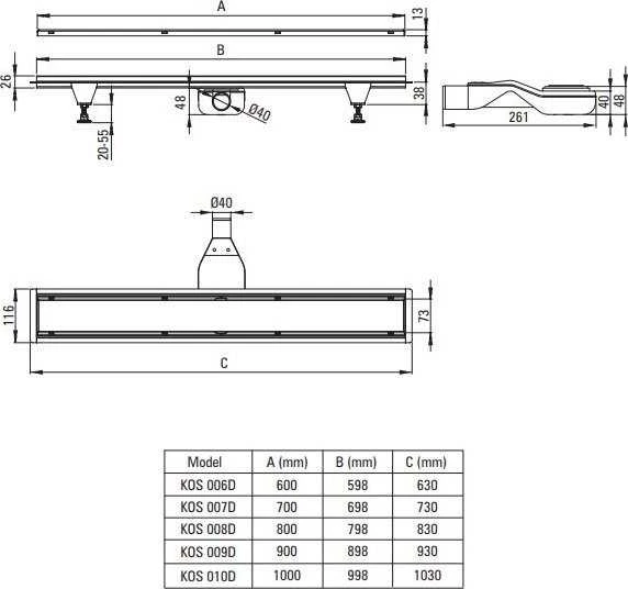 Deante dušo latakas 2in1, Steel, 90 cm