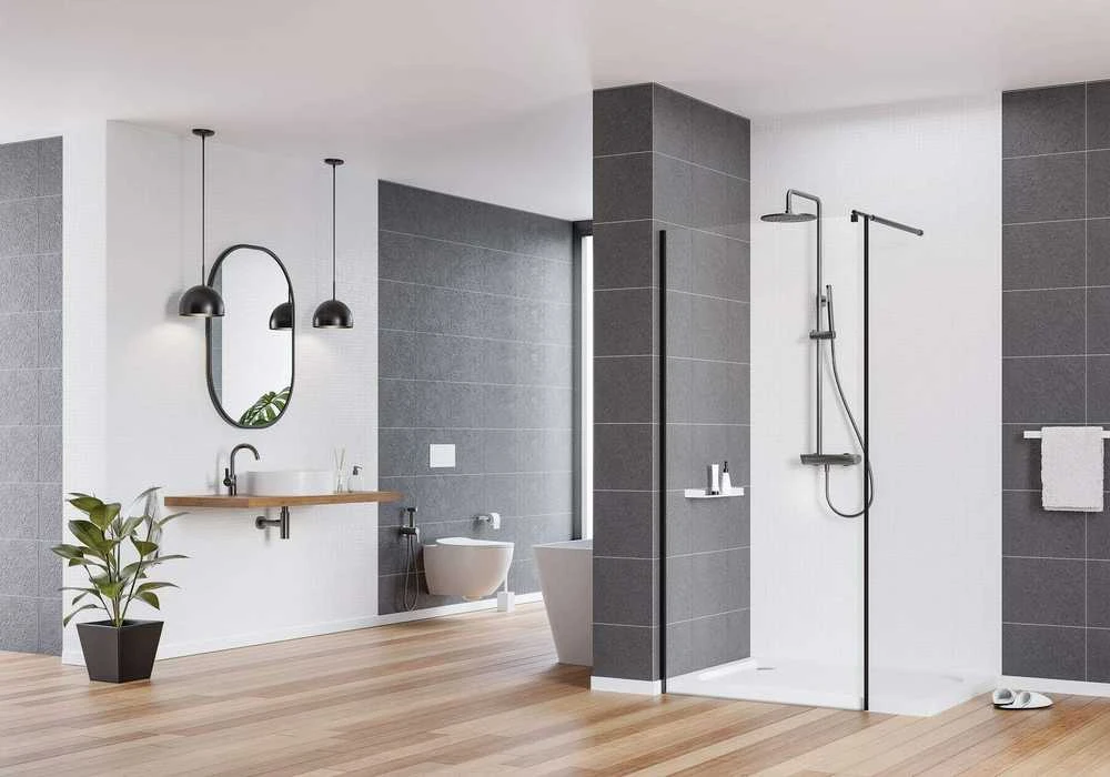 Walk-in dušo sienelė Deante Kerria Plus, 90 cm, Nero