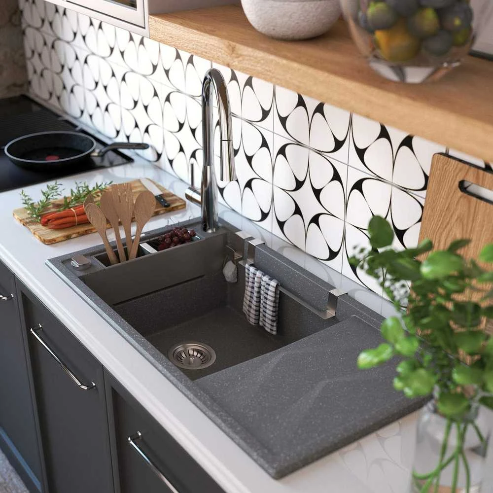 Deante virtuvės šluosčių kabykla plautuvėms, ZZM_060R, Brushed steel