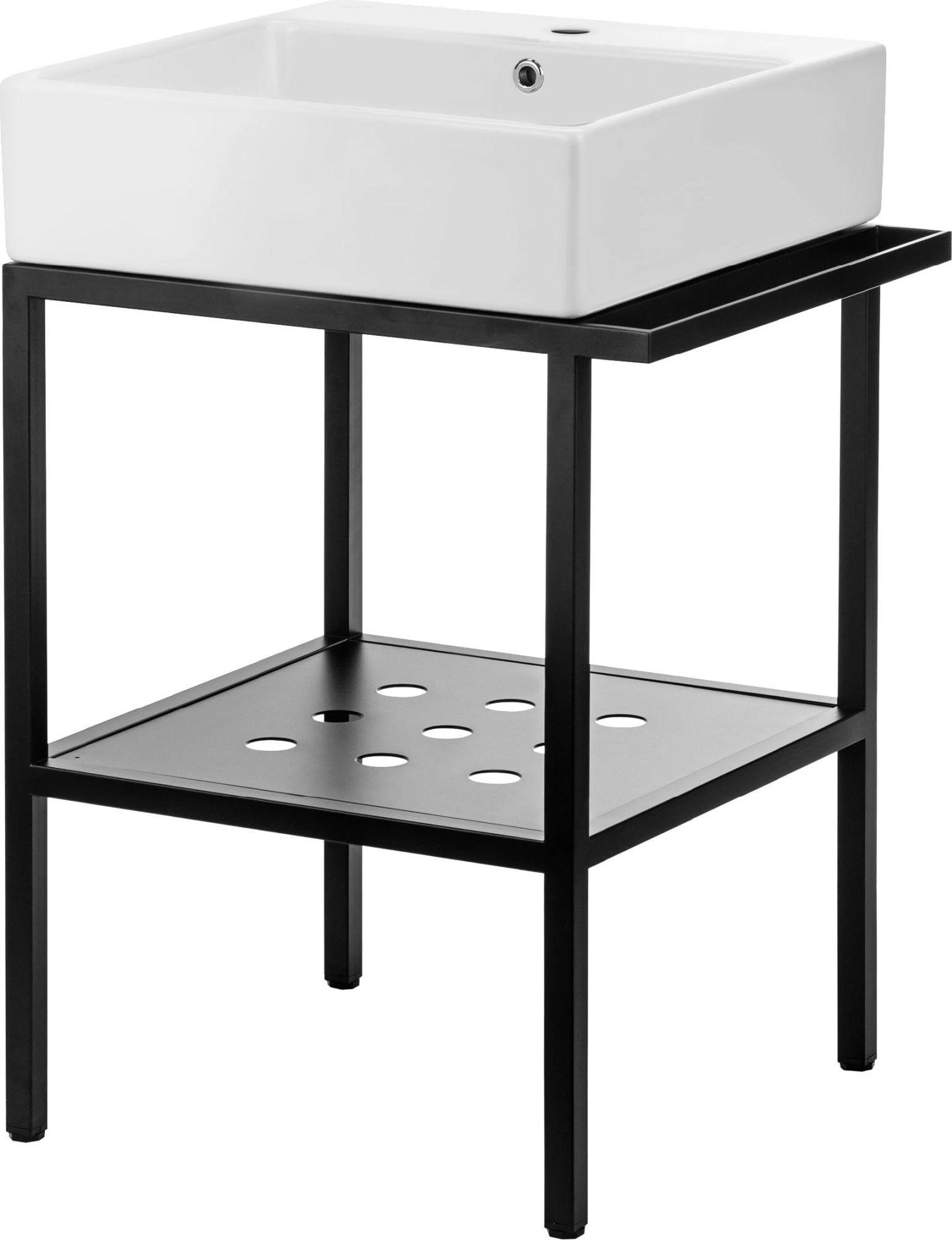 Praustuvas Deante Temisto su pastatoma konsole, 66.5x50 cm, CDTS6U6S, Baltas/Juodas