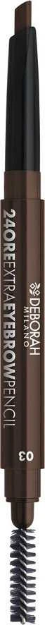 Deborah, 24 Ore Extra, Double-Ended, Eyebrow Kreminis Pieštukas - 2-In-1, 03, Dark