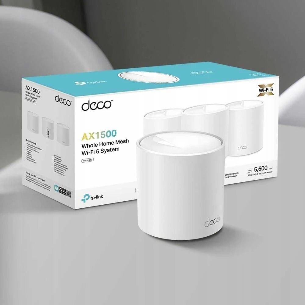 TP-Link Wi-Fi Maršrutizatorius Deco X1500 AC1900 (3pack), 1500Mbps, LAN/WAN, 802.11ac, Wi-Fi 6, Baltas EU