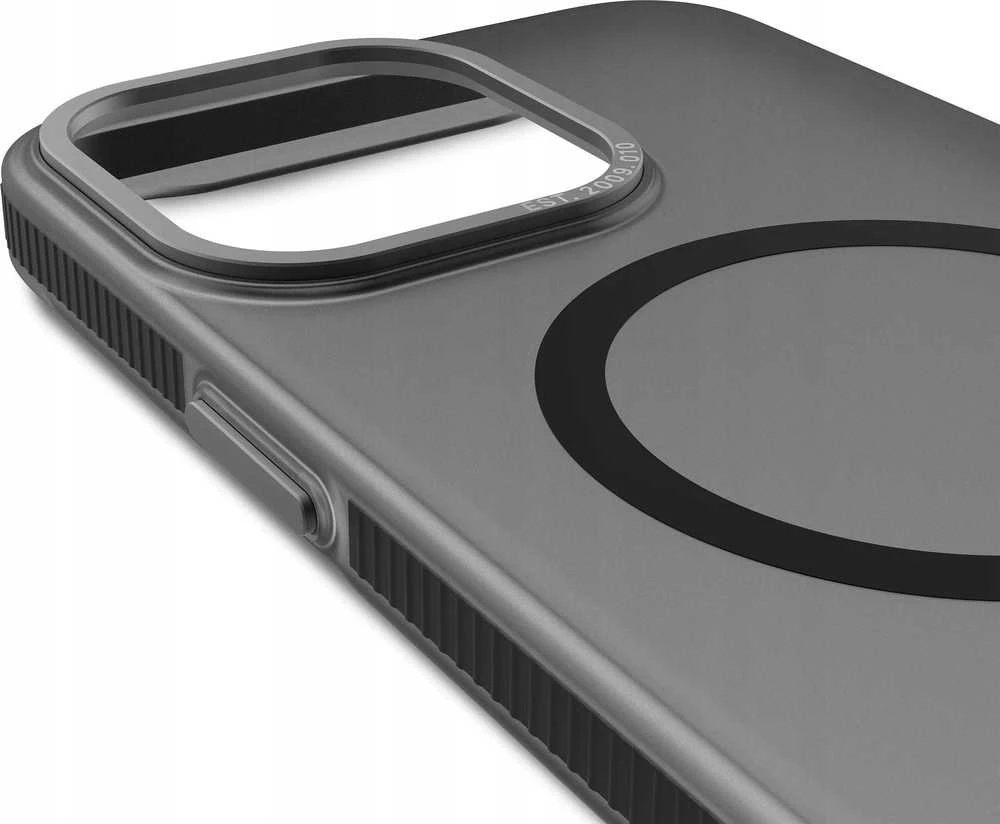 Dėklas Decoded Transparent Grip su MagSafe, skirtas iPhone 15 Pro Max, permatomas, pilko ir juodo atspalvio
