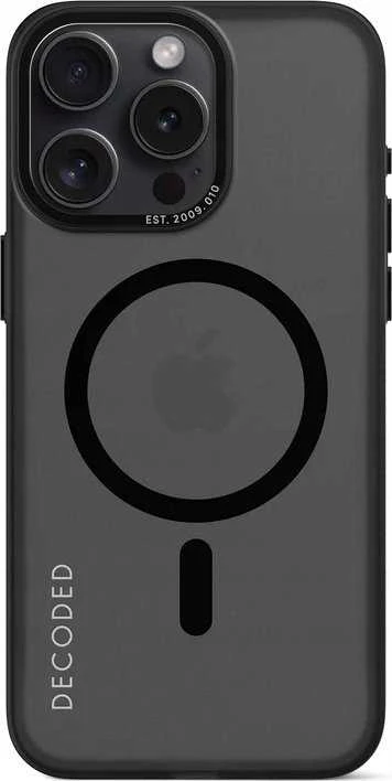 Dėklas Decoded Transparent Grip su MagSafe, skirtas iPhone 15 Pro Max, permatomas, pilko ir juodo atspalvio