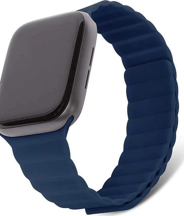 „Decoded“ silikoninis magnetinis tempimo dirželis LITE 38/40/41 mm, tamsiai mėlynas, bijūnų spalvos