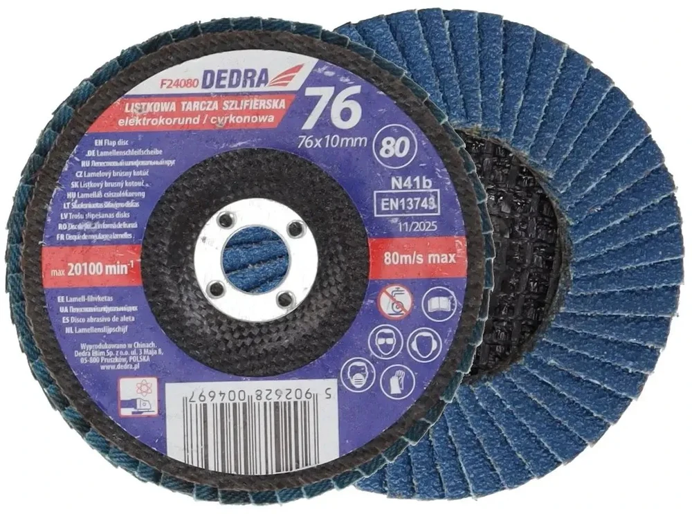 Dedra Listkowa Cirkonio plokštelinis šlifavimo diskas, 80 mm storio, 76 x 10 mm
