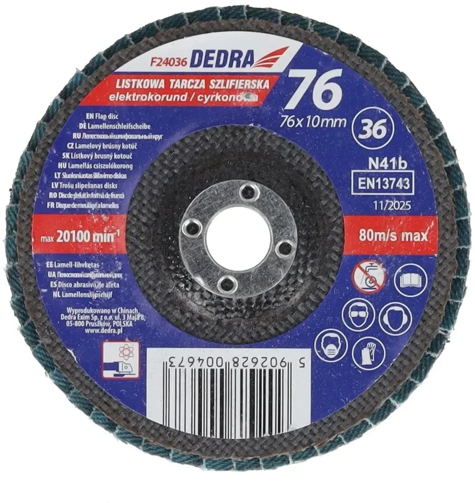 Dedra Listkowa Cirkonio plokštelinis diskas, 36 mm storio, 76 x 10 mm