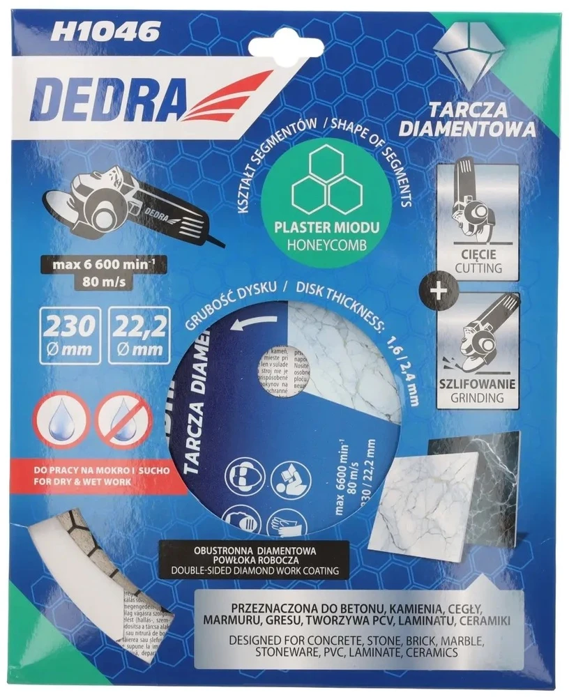 Dedra Tarcza 230 mm korio formos deimantinis diskas