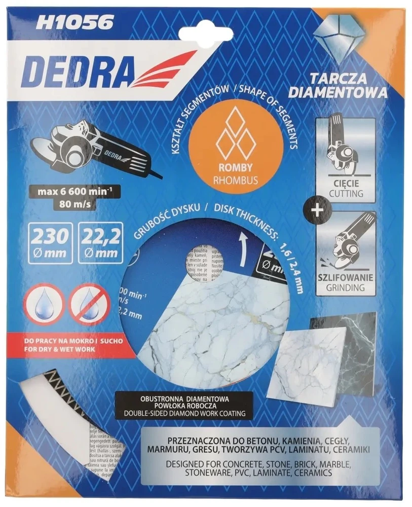 Dedra Tarcza Deimantinis diskas 230 mm rombo formos