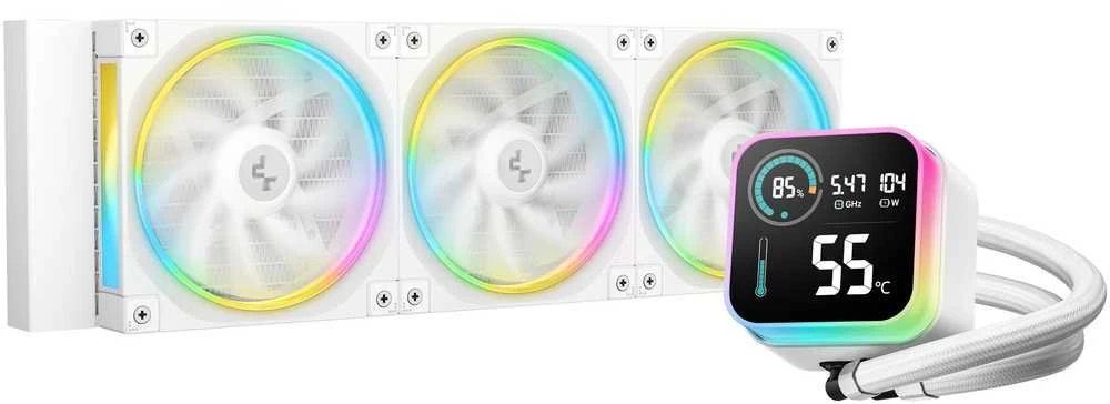 DeepCool LQ360 WH aušintuvas su RGB ventiliatoriais ir ekranu