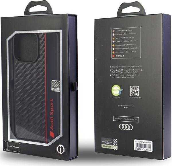 Dėklas Apple iPhone 14 Pro Max Audi Carbon Fiber Stripe (AUS-TPUPCIP14PM-R8/D1-BK) juodos spalvos