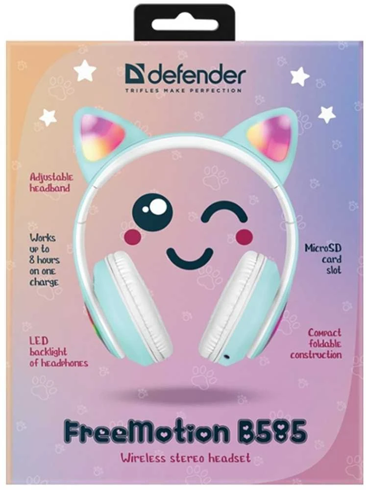 Defender ausinės Bluetooth Freemotion B585 Led celadon (63588)