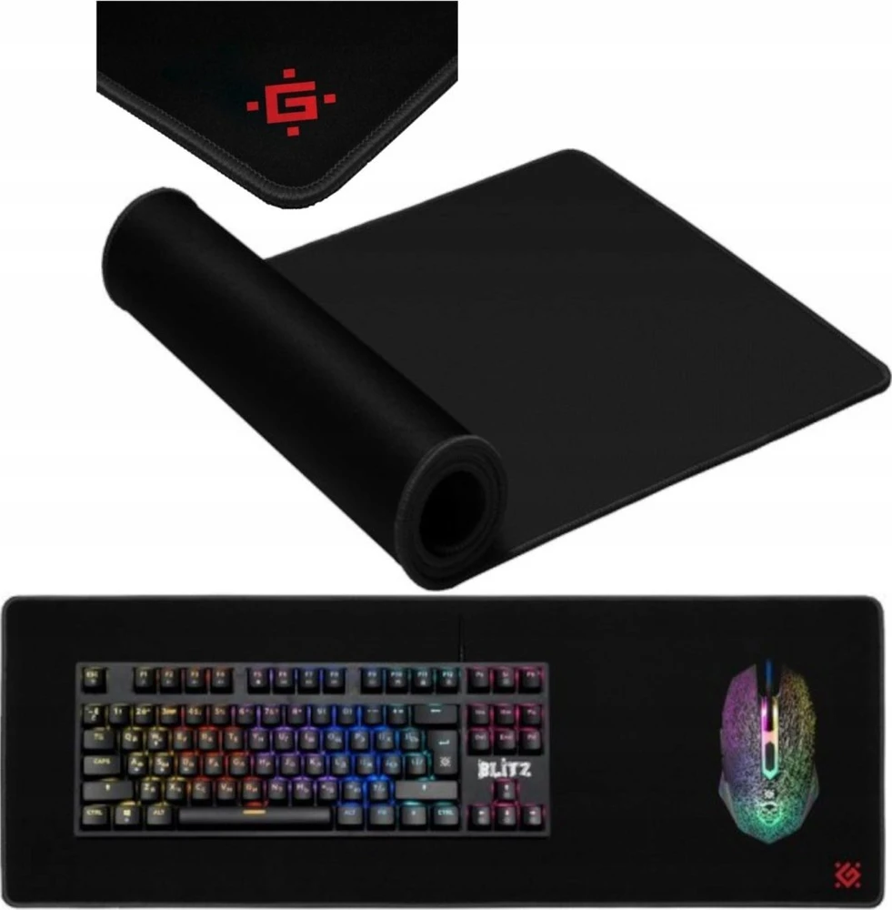 Defender Gaming kilimėlis su klaviatūros ir pelės pavyzdžiu