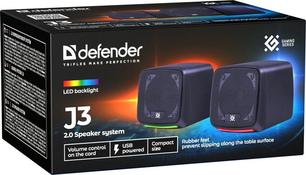 Kompiuterio kolonėlės PC Speakers 2.0 DEFENDER J3 2.0 6W LED USB juodas