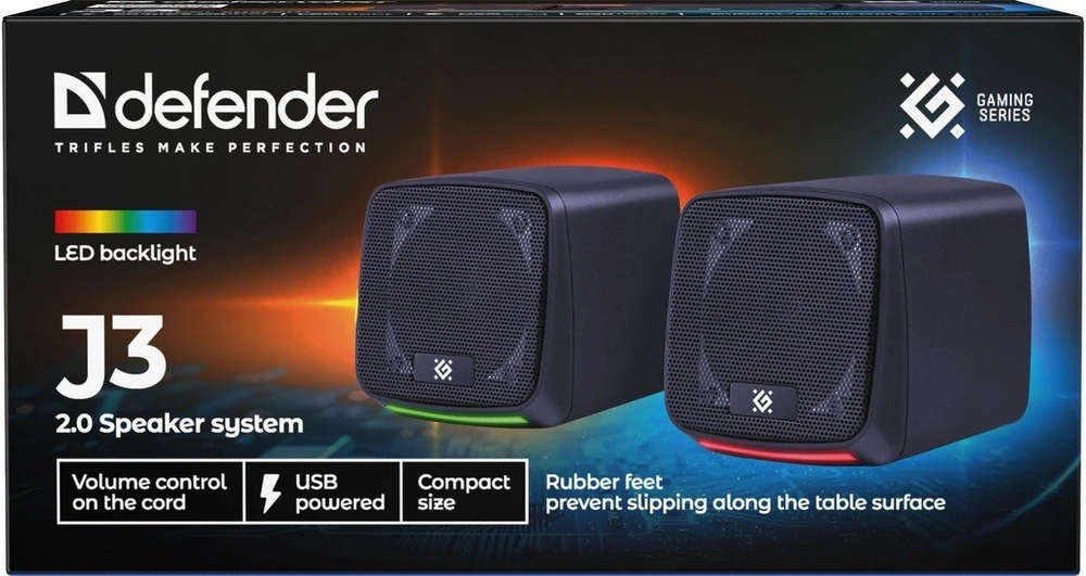 Kompiuterio kolonėlės PC Speakers 2.0 DEFENDER J3 2.0 6W LED USB juodas