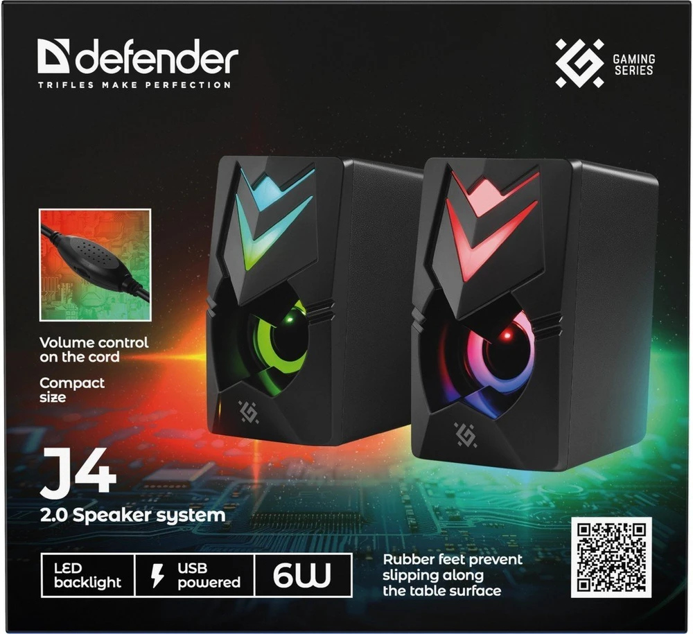 Kompiuterio kolonėlės PC Speakers 2.0 DEFENDER J4 2.0 6W LED USB juodas
