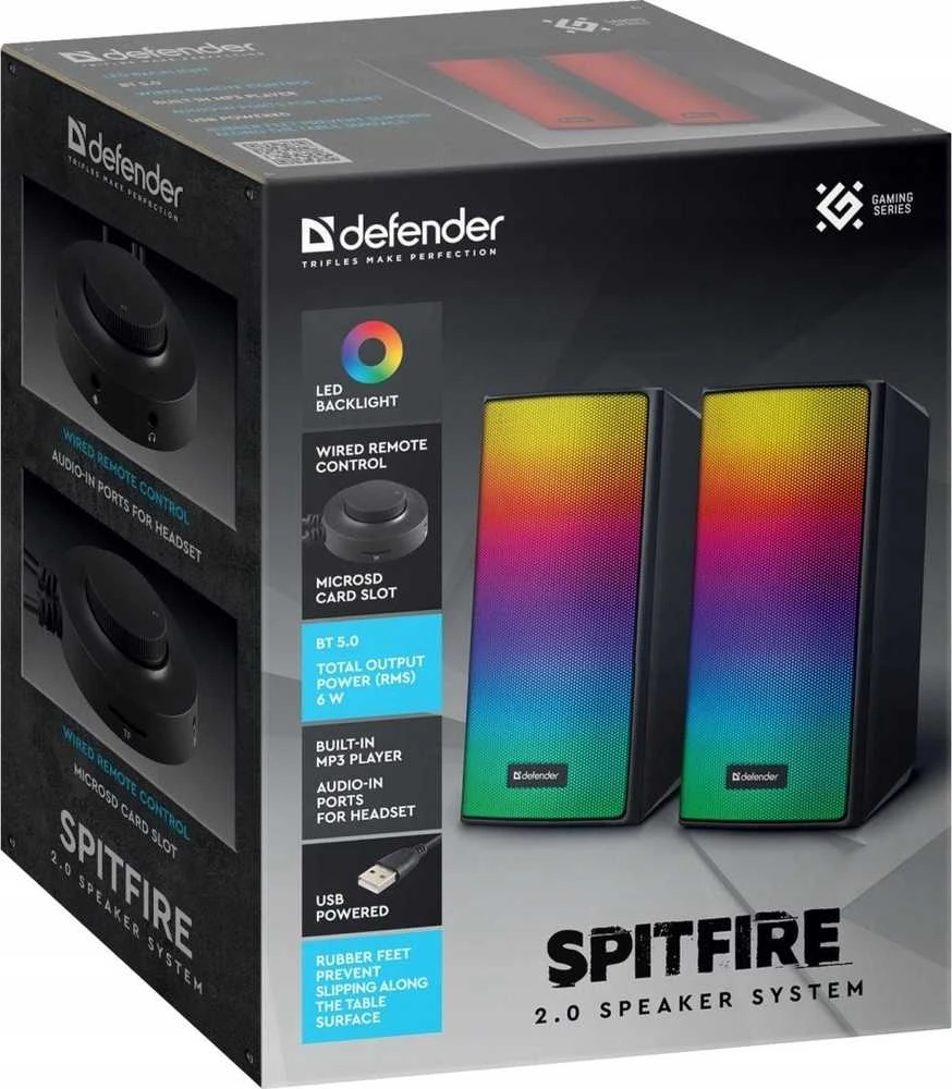 Kompiuterio kolonėlės Defender SPITFIRE 2.0 6W LED USB kompiuterio garsiakalbiai