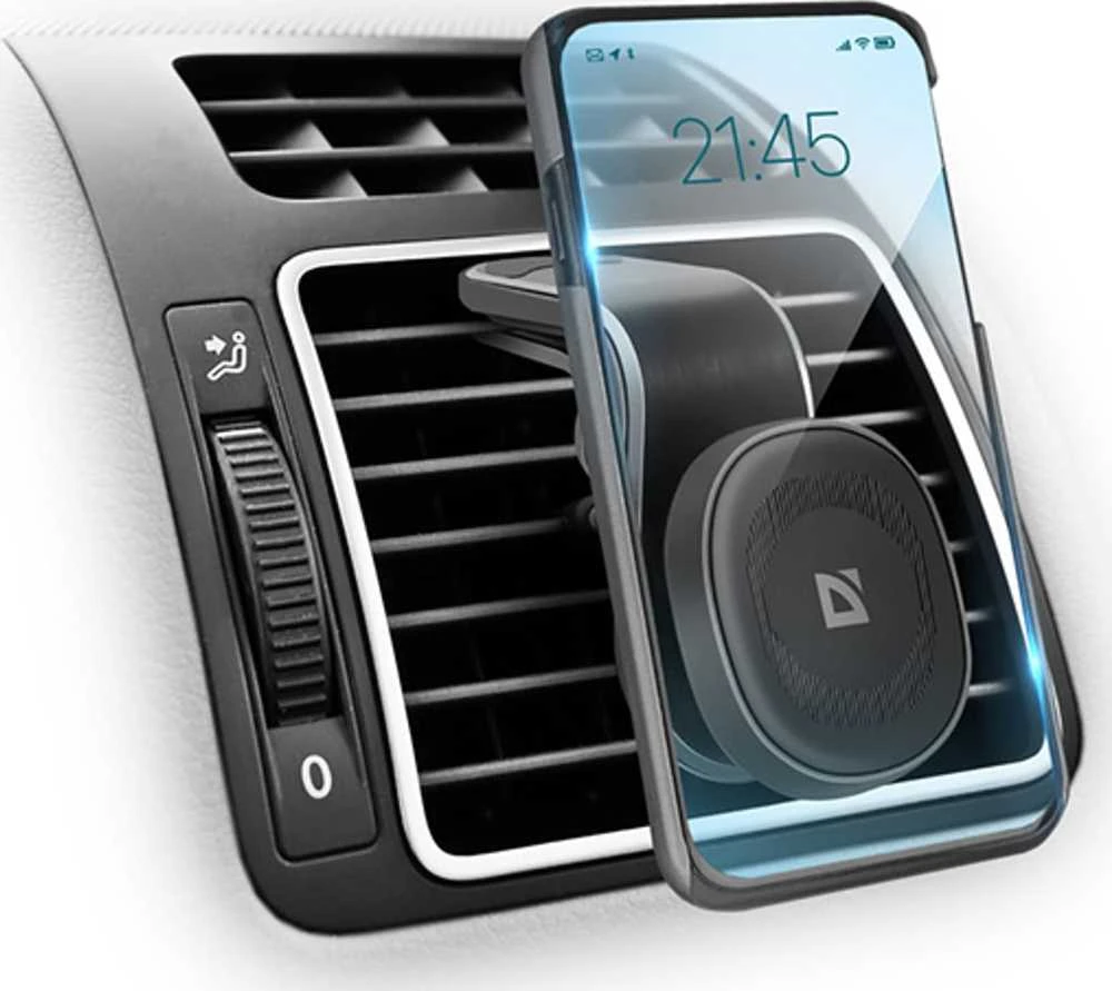 Magnetyczny telefono laikiklis komórkowy CH-127 Defender automobiliui, ventGrip, juodai-sidabrinis, plastikowy, na kratkę wentylacyjną