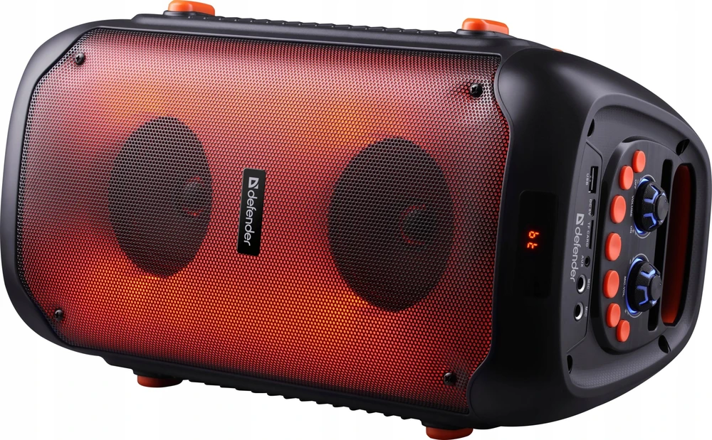 Defender Nešiojama kolonėlė BOOMER 25 Bluetooth 25W MP3/FM/SD/USB/AUX/TWS/LCD/RGB/MIC equalizer pilot mikrofon KARAOKE juoda