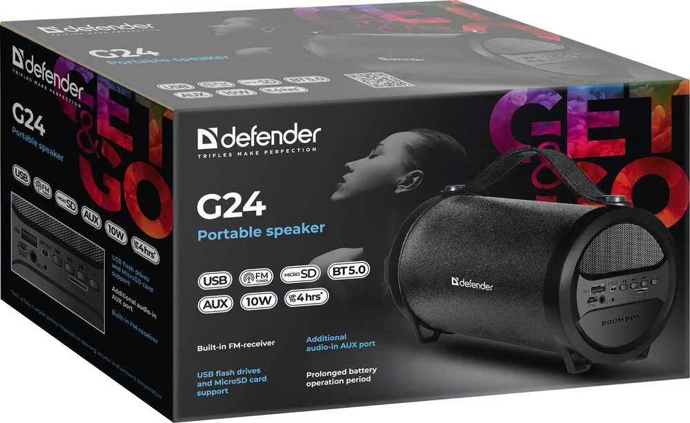 SPEAKER DEFENDER G24 BLUETOOTH/FM/TF/USB 10W Juodas