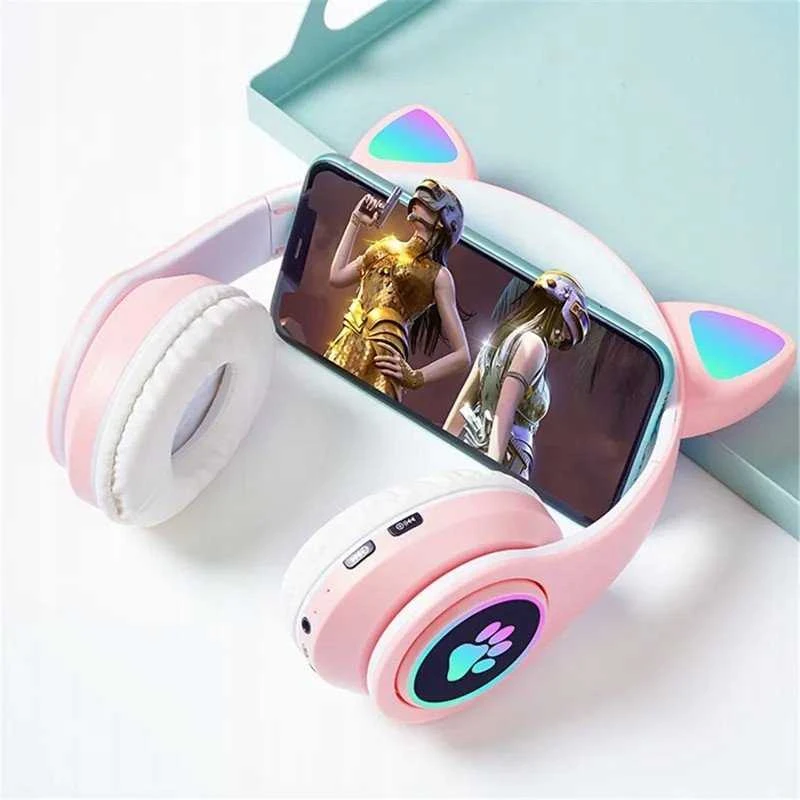 Ausinės Defender Ausinės dziecięce RGB su uszkami, rožinė