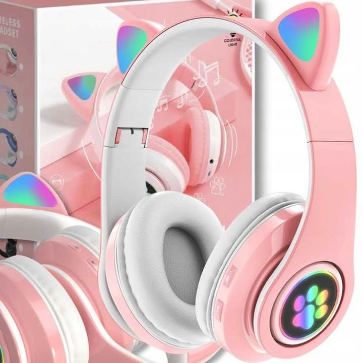 Ausinės Defender Ausinės dziecięce RGB su uszkami, rožinė