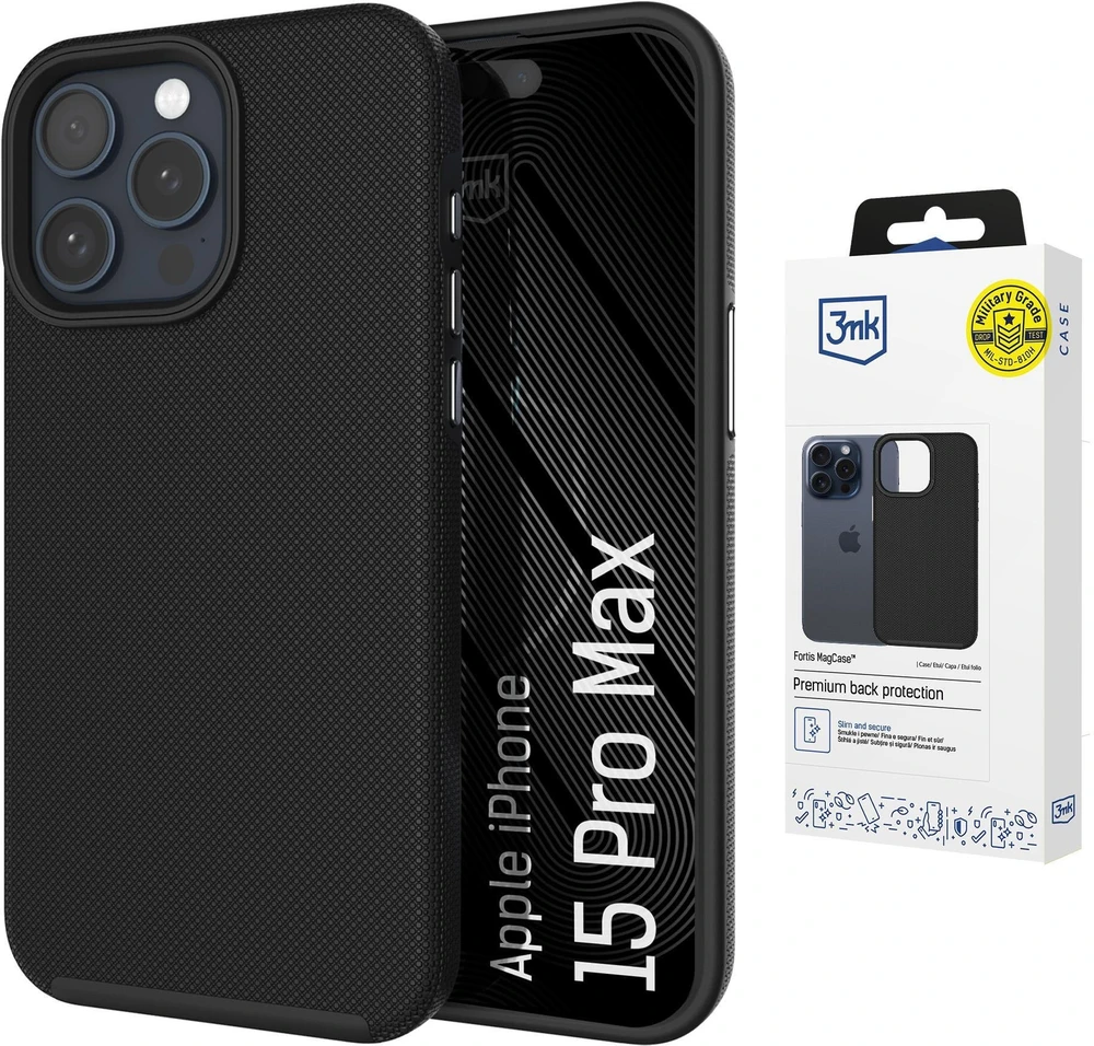 Dėklas 3Mk apsauga 3mk Fortis MagCase iPhone 15 Pro Max - Juodas