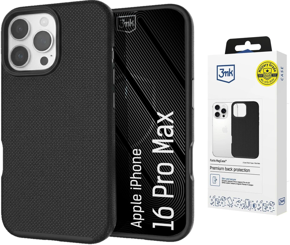 Dėklas 3Mk apsauga 3mk Fortis MagCase iPhone 16 Pro Max - Juodas