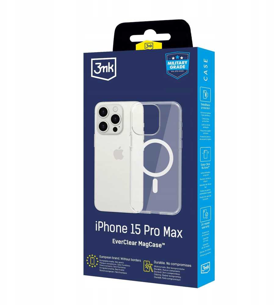 Dėklas 3MK EverClear MagCase skirtas Apple iPhone 15 Pro Max