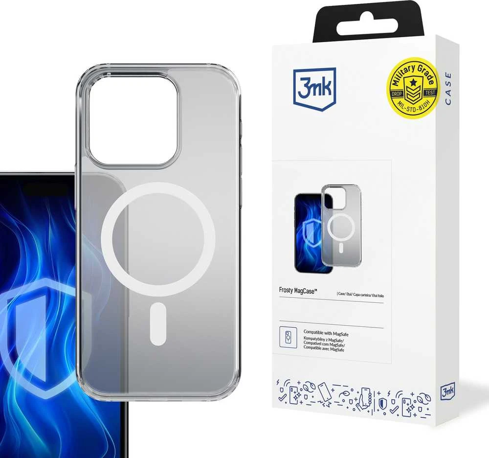 Dėklas 3MK Frosty Magdėklas skirtas Apple iPhone 17 Pro baltos spalvos