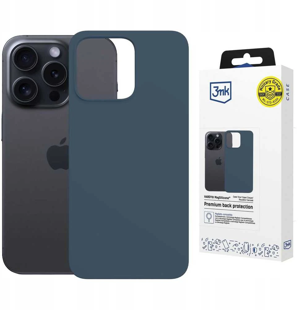 Dėklas 3MK Hardy MagSilicone skirtas Apple iPhone 15 Pro Max mėlynos spalvos