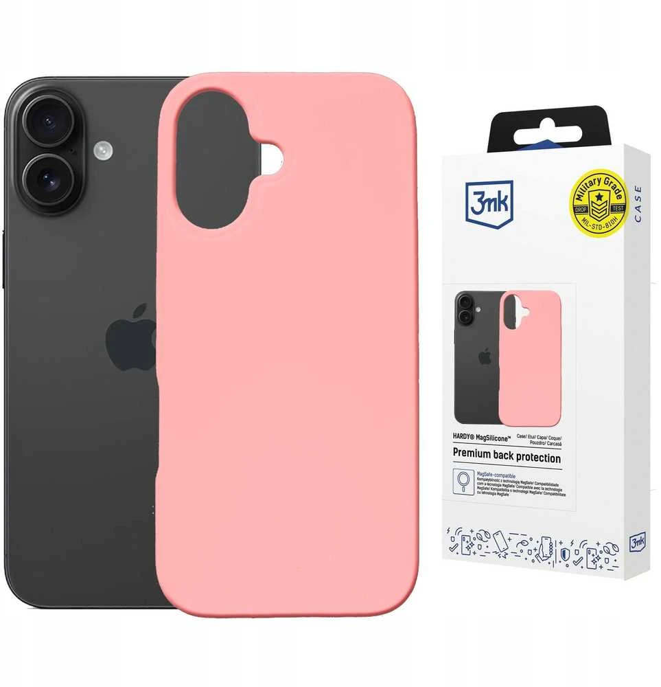 3MK Hardy MagSilicone Dėklas Apple iPhone 16 rožinės spalvos