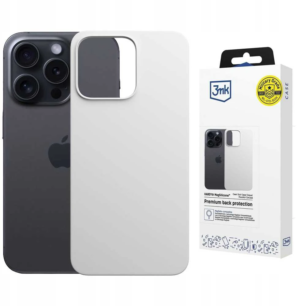 3MK Hardy MagSilicone Dėklas Apple iPhone 13 Pro Max Sidabrinis