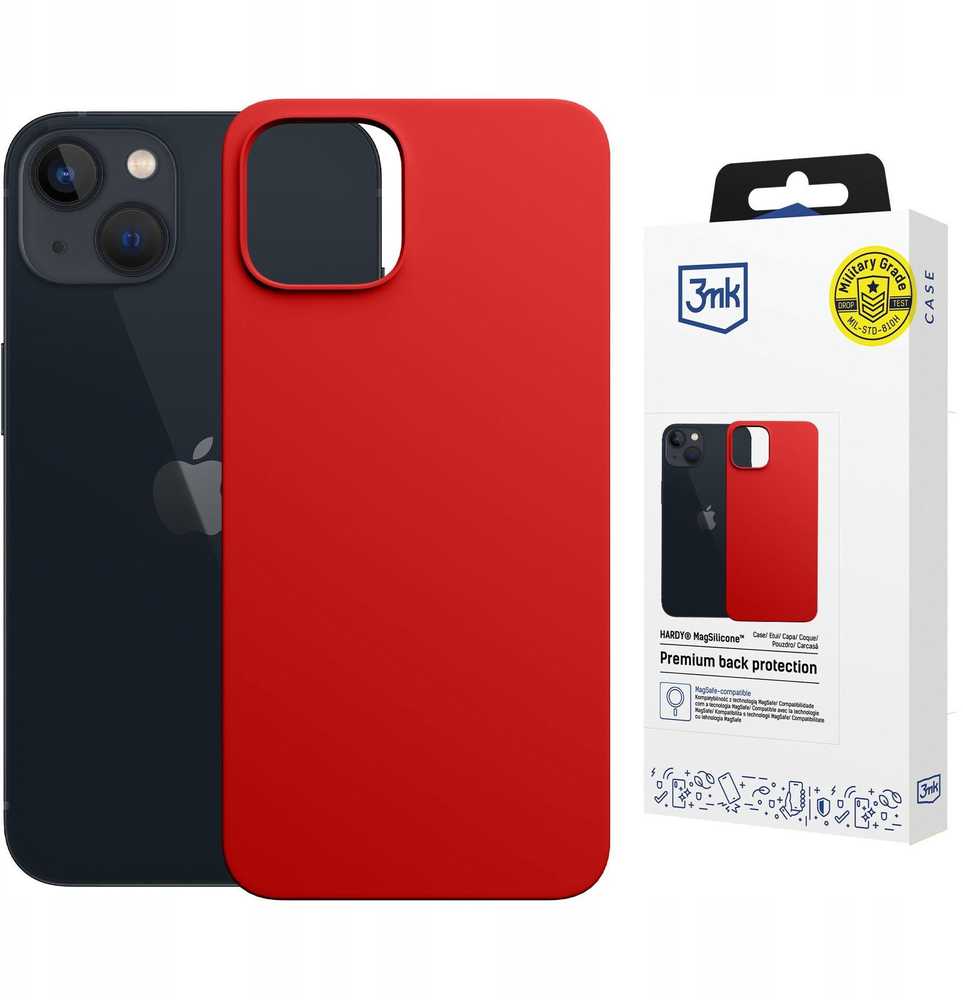 Dėklas 3MK Hardy MagSilicone skirtas Apple iPhone 13 raudonos spalvos
