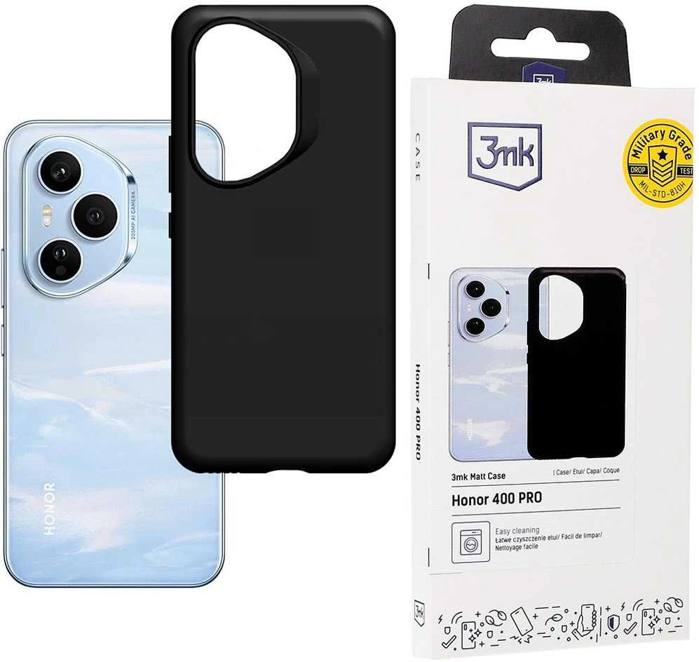 3Mk apsauginis 3mk matinis dėklas, skirtas Honor 400 PRO - juodas
