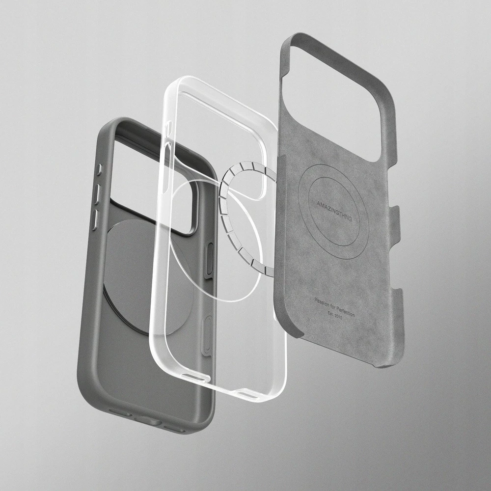 AmazingThing Cloudie Apple iPhone 17 Pro dėklas with Stand – pilkos spalvos