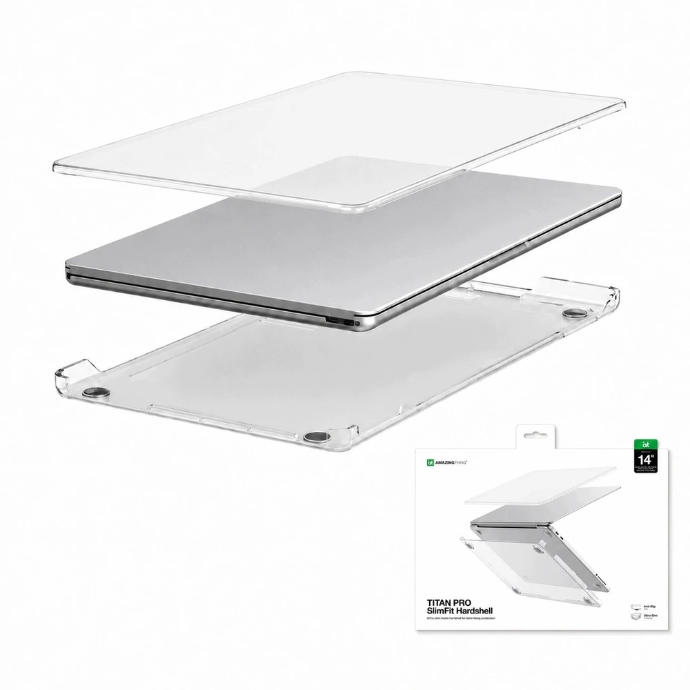 „AmazingThing“ titano kietasis dėklas, skirtas „MacBook Air M5 14“ – permatomas