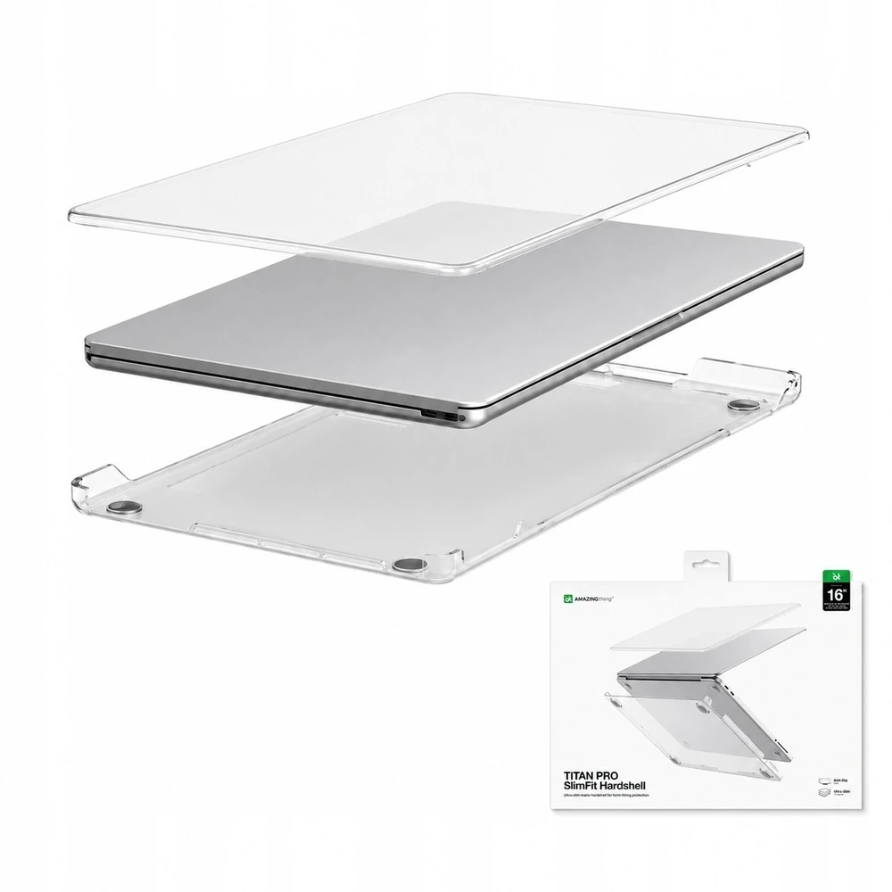 „AmazingThing“ titano spalvos kietas dėklas, skirtas „MacBook Air M5 16“ – permatomas