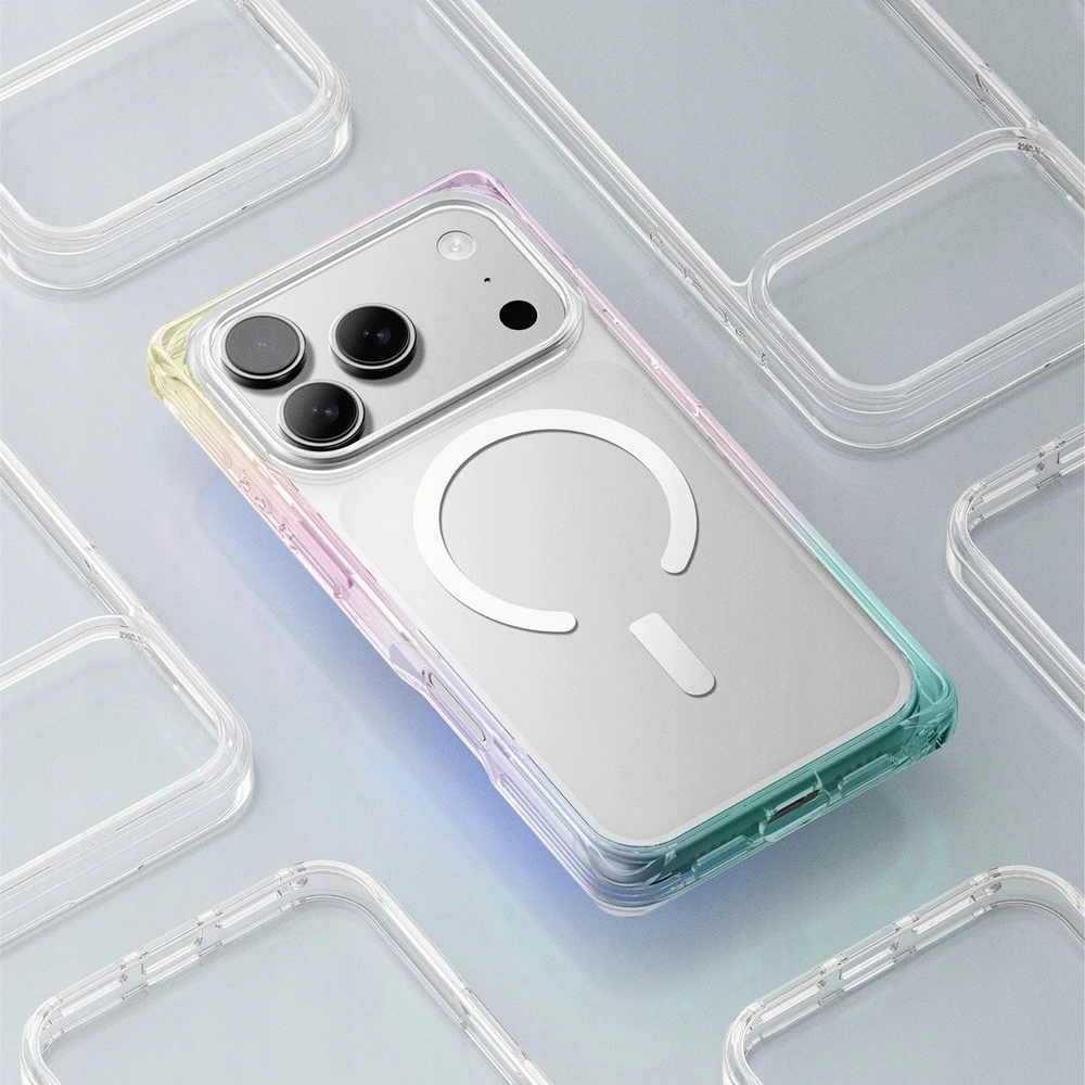 AmazingThing Omni dėklas skirtas Apple iPhone 17 Pro suderinamas su MagSafe – skaidrus-rainbow