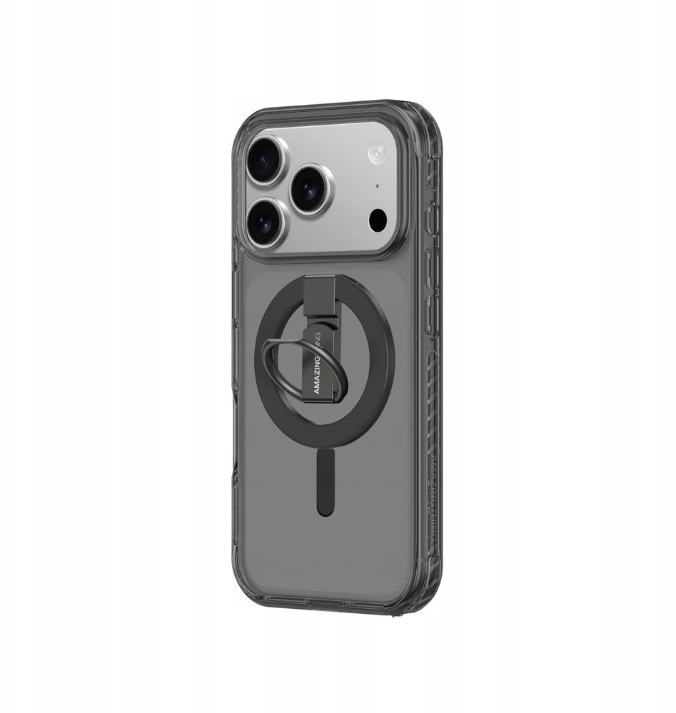 AmazingThing Titan Pro Grip Ring Set dėklas skirtas Apple iPhone 17 Pro Max suderinamas su MagSafe – juodos spalvos